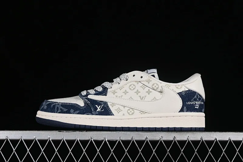 All categories Air Jordan Jordan series basketball shoes Air Jordan 1 Low High-end customized low-top sneakers Travis Scott x Fragment Design x Jordan Air Jordan 1 Low OG SP AJ1 Joe 1 LV joint-denim white hook low-top cultural casual sneakers SJ2068-003